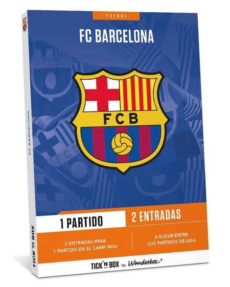 Tick&Box – Caja de Regalo – FC Barcelona – 2 Billetes para 1 Partido – Disfruta de un emocionante encuentro de fútbol en el Camp Nou – Regalos únicos para él y para ella – Validez de 2 años.