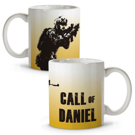 Taza con diseño personalizado de Call of Duty para fans del videojuego. Regalo personalizado de cerámica con tu nombre.