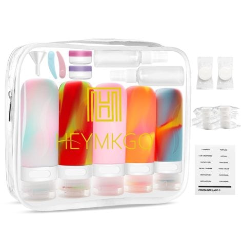 Conjunto de botellas de viaje flexibles HEYMKGO – 90 ml, rellenables para líquidos, champú, crema y loción.