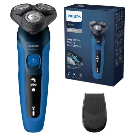 Philips Afeitadora 5000 Wet & Dry con Tecnología SkinIQ (modelo S5466/18), Azul y Negro.