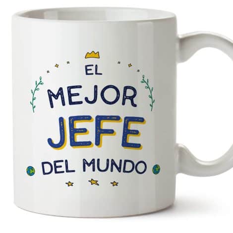 Tazas MUGFFINS para jefes hombres en Español, la mejor del mundo, con capacidad de 330 ml. Regalo original y divertido.