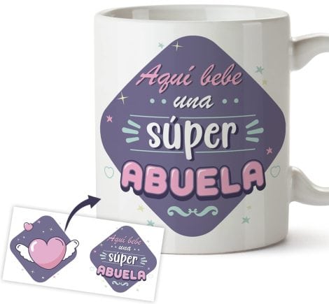 Taza para abuela – Regalo original para desayunar – Aquí bebe una increíble abuela, día de la madre.