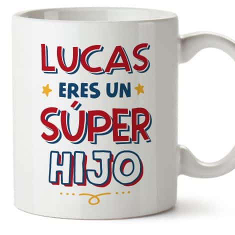 MUGFFINS Tazas Personalizadas para tu HIJO – En Español – Eres Increíble – 11 oz / 330 ml – Regalo único y divertido que se puede personalizar.