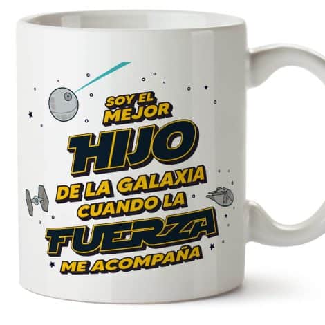 Tazas MUGFFINS para HIJO – En Español – Mejor Familia Galaxia con Fuerza Divertida – 11 oz / 330 ml – Regalo original y divertido.