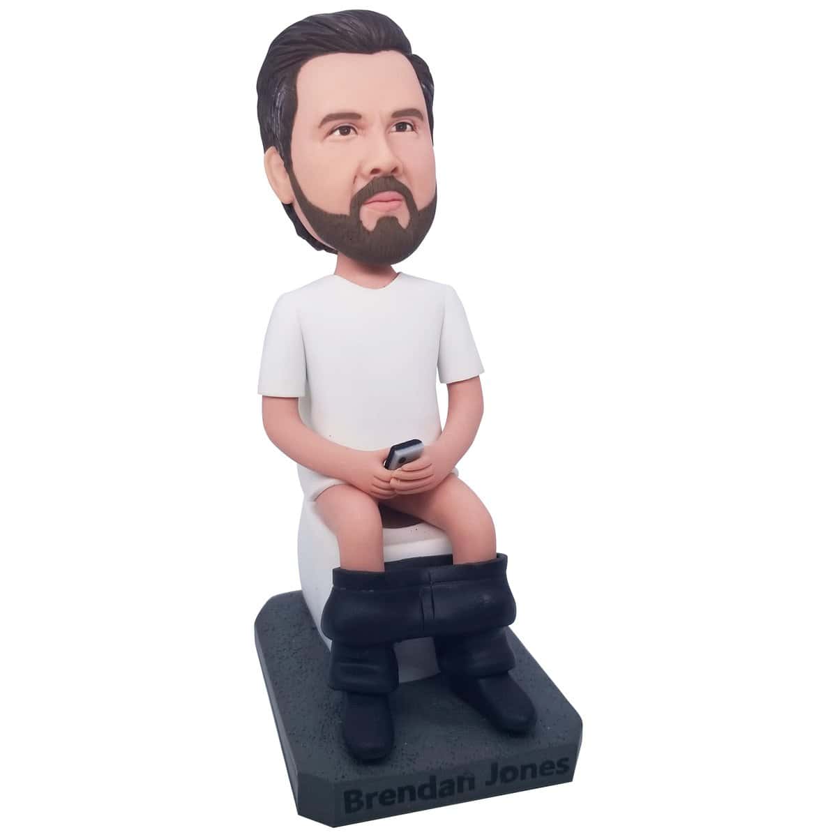 mydedor Figura de Bobbleheads personalizada, hombre en camisa blanca en el inodoro, cabeza de bobo personalizada, regalos personalizados basados en tus fotos para amigos, compañeros de trabajo y