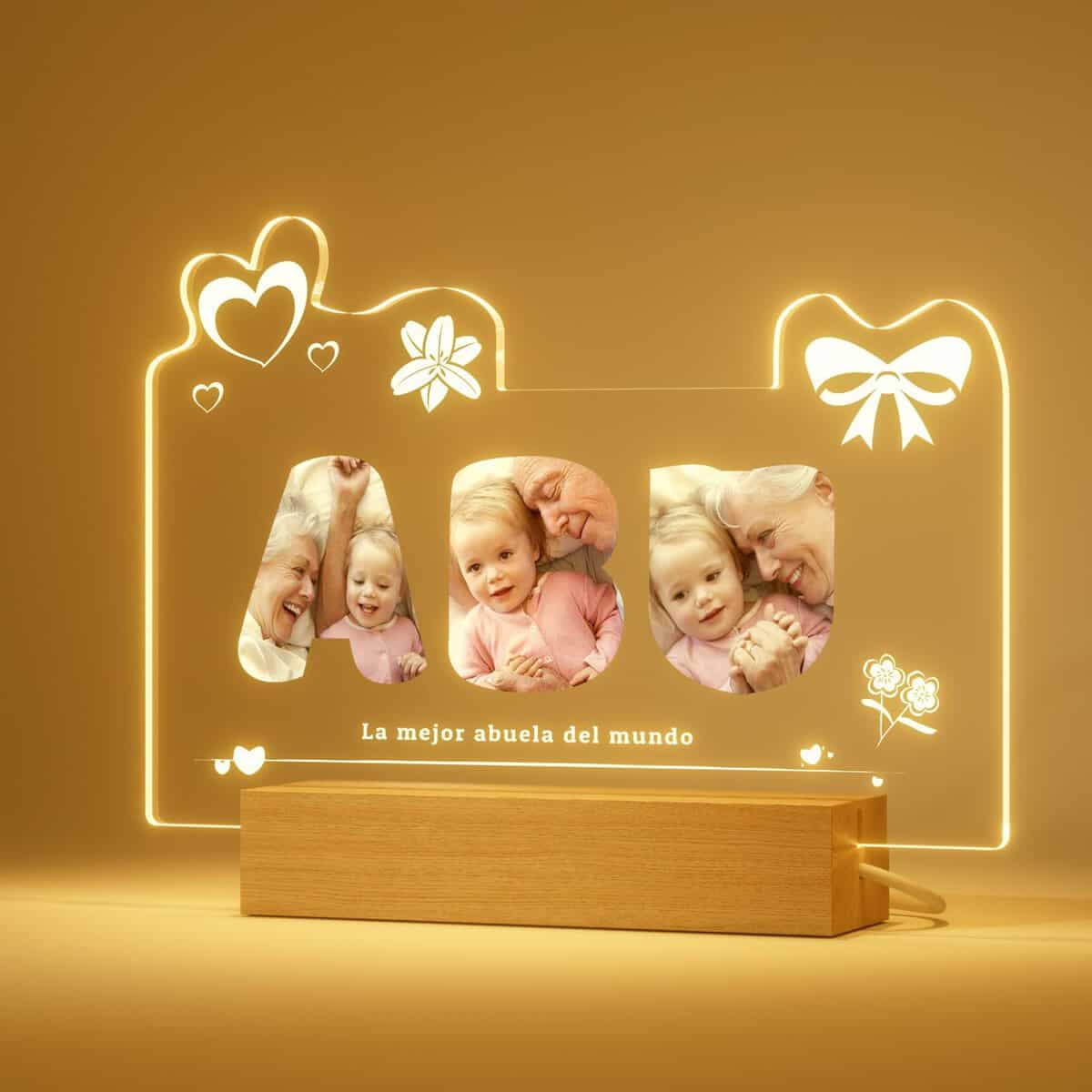 iDIY Lámpara Personalizada, Luz de Noche con Fotos y Textos, Regalos Originales para Nietos, Abuela, Día de la Madre