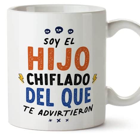 Tazas MUGFFINS para hijos – En Español – Advertencia incluida – 11 oz / 330 ml – Regalo original y divertido.