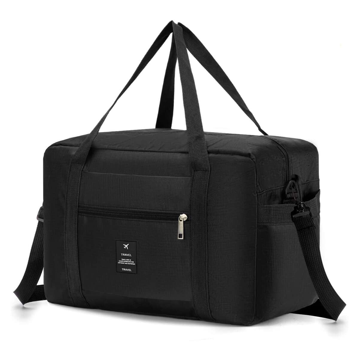 BKAZV Bolsa de Mano Viaje 40x20x25 Ryanair, para Maletas, Bolsa Plegable Nailon Impermeable Bolsa Fin de Semana Neceser para Vuelo, Camping [1*Negro]