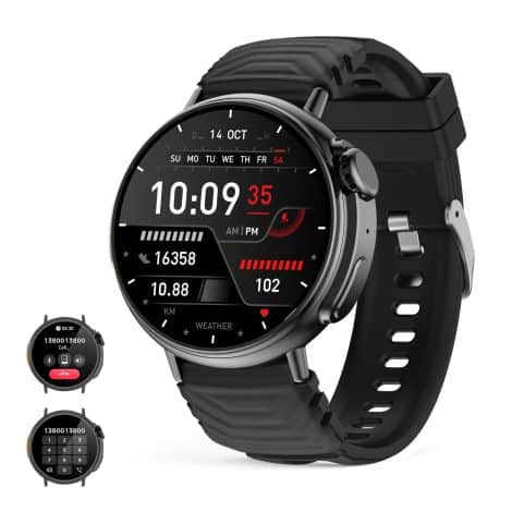 MISIRUN Reloj Inteligente Hombre Mujer Ultra con Llamadas, Pantalla HD Redonda 360 * 360, Smartwatch Militar con 120+ Modos Deportivos.