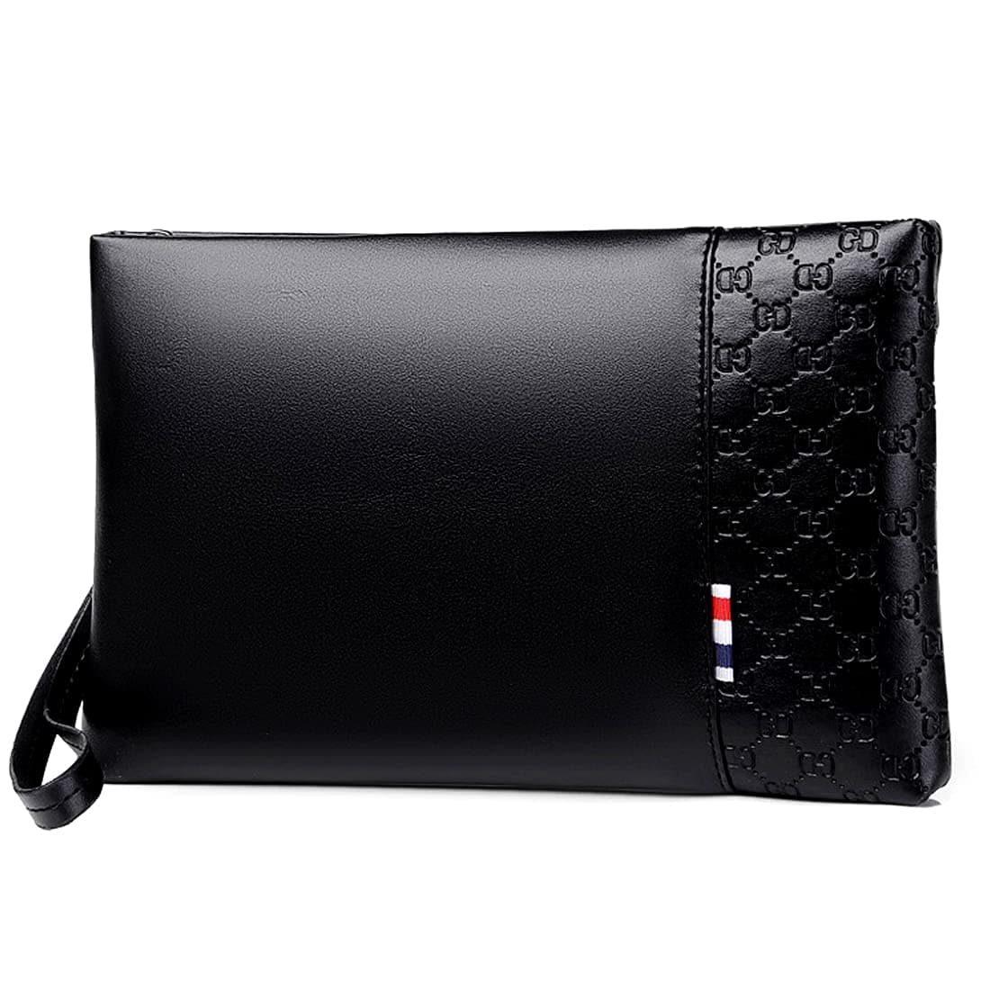 A-QMZL Bolso de Mano para Hombre Bolso de Muñeca Negro Nuevo Bolso Elegante de PU Cuero de Gran Capacidad con Ranura para Tarjeta Cartera para Viajes de Negocios (Negro)