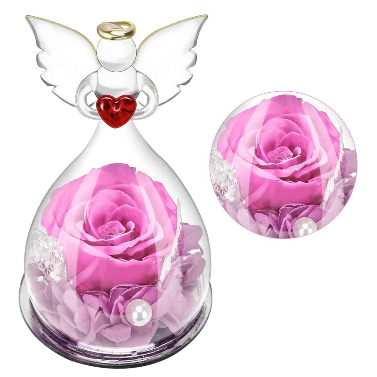 DASIAUTOEM Rosas Eternas para Mujeres, Regalo de Rosas, Forever Rose en Figura de ángel de Cristal, decoración de Flores Hecha a Mano, Regalo para San Valentín Esposa Novia Madre Boda Cumpleaños