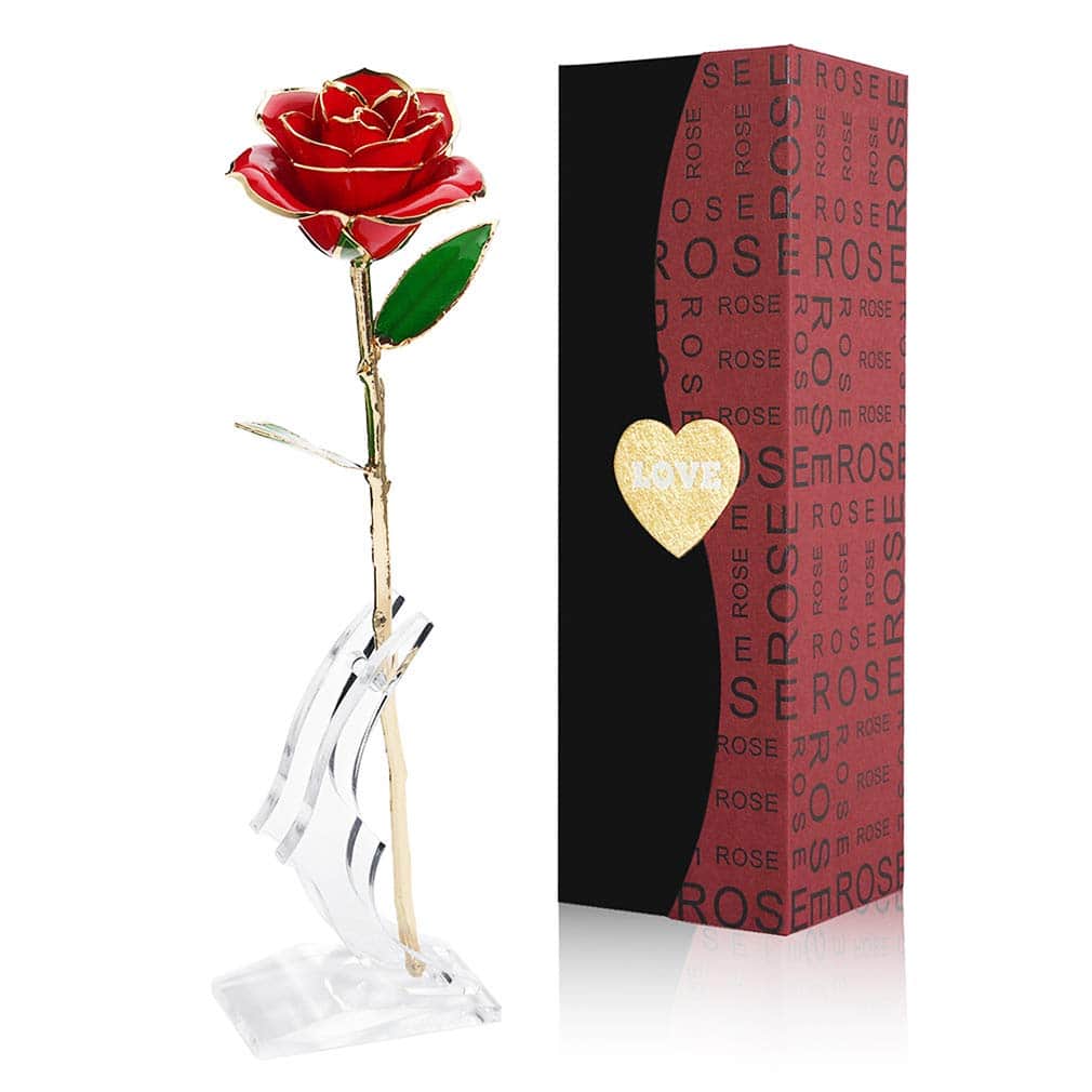 Gomyhom Rosa, Regalos Mujer 24K Chapado en Oro Real de la Flor Estabilizada Ideas de Regalo para el Día de San Valentín, Cumpleaños, Día de la Mujer, Día de la Madre, Aniversario, Navidad, Boda