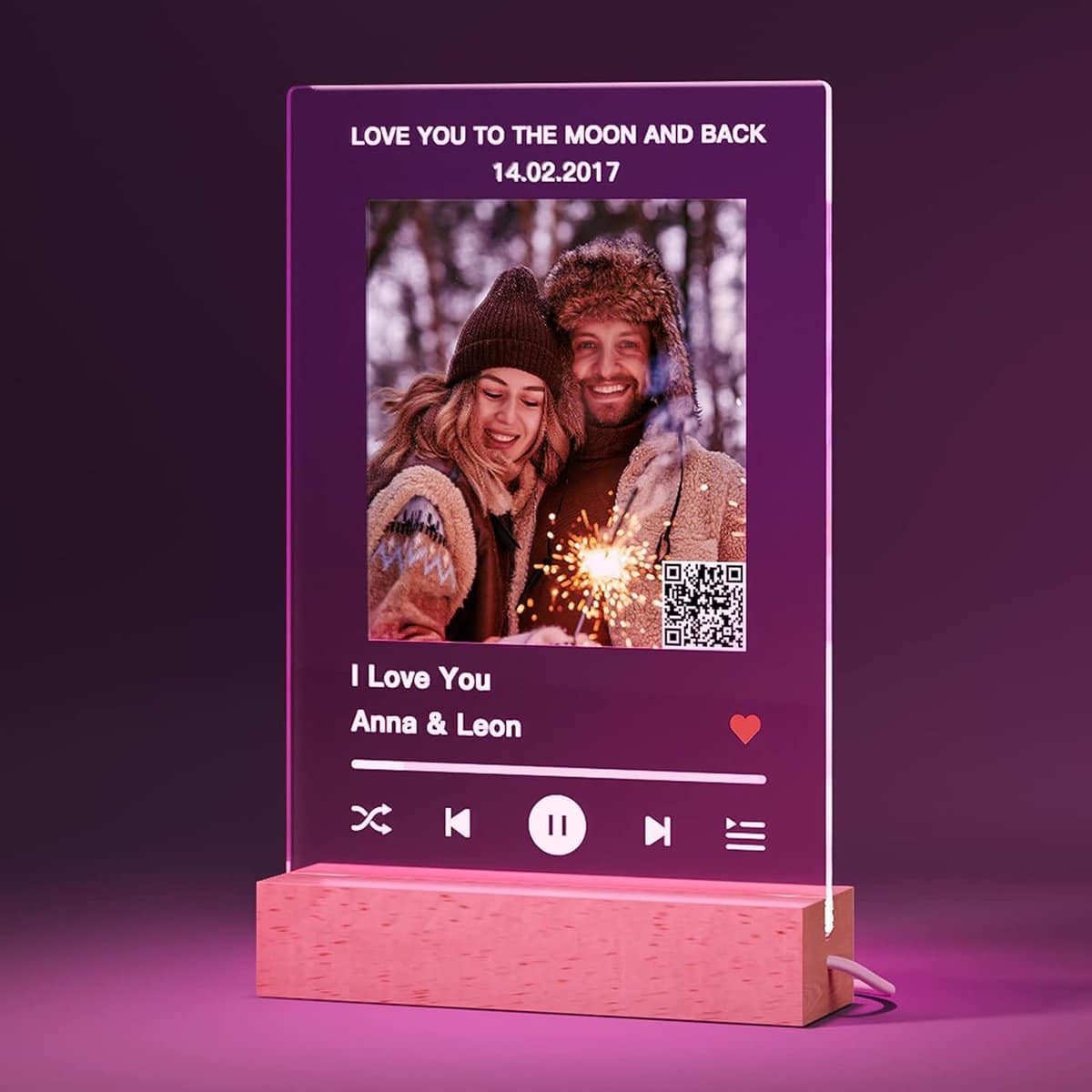 iDIY Placa Spotify Personalizada -Lámpara de Ambiente Placa Spotify Personalizada con Luz y QR Regalo Aniversario Pareja Regalo Mujer Hombre San Valentín Navidad