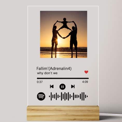 Luz Nocturna de Spotify con Fotos y Nombre del Artista: Lámpara personalizada con cristal, Placa de Fotos y Cubierta de Álbum. El regalo perfecto para tu pareja, papá o mamá.