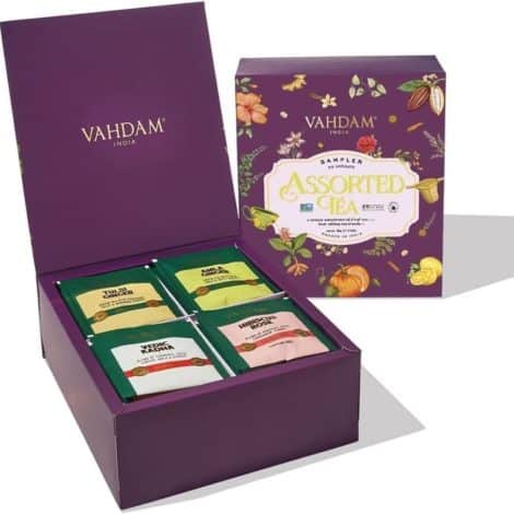 VAHDAM, Assorted Tea Gift Box (25 Flavor Tea Bags) Green Tea, Herbal Tea, Chai Tea, Black Tea | Original Gift for Women and Men, New Year’s Gift 2024.