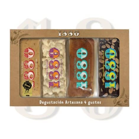 1880 – Pack de 4 sabores de turrón artesanal: Jijona, Alicante, Yema y Chocolate, 4x75g, 300g.