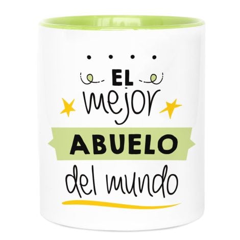 Taza de cerámica con mensaje: “El Mejor Abuelo del Mundo”, 330 ml. Regalo original para alguien especial. Ideal para café y té.