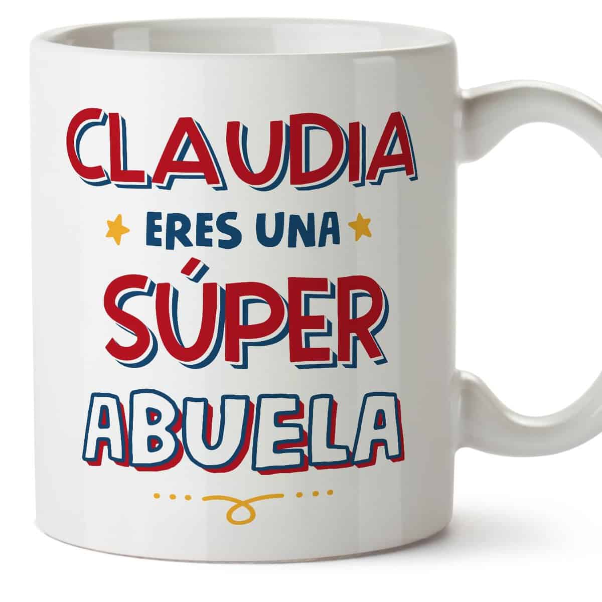 MUGFFINS Tazas Personalizadas para ABUELA - En Español - Eres Súper - 11 oz / 330 ml - Regalo personalizable original y divertido