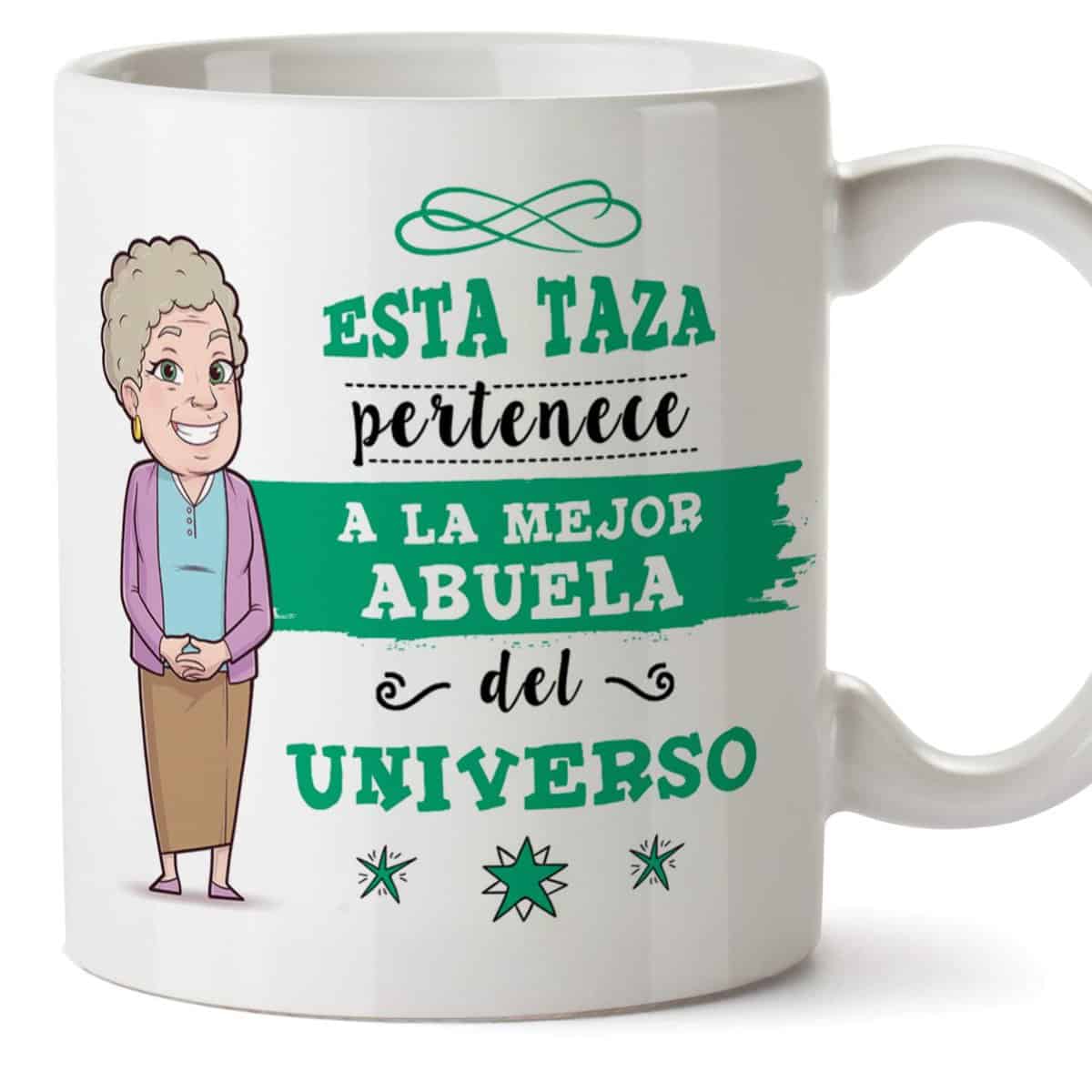 MUGFFINS Taza Abuela - Esta Taza Pertenece a la Mejor Abuela del Universo - Taza Desayuno/Idea Regalo Original/Día de la Madre para Abuelitas. Cerámica 350 mL