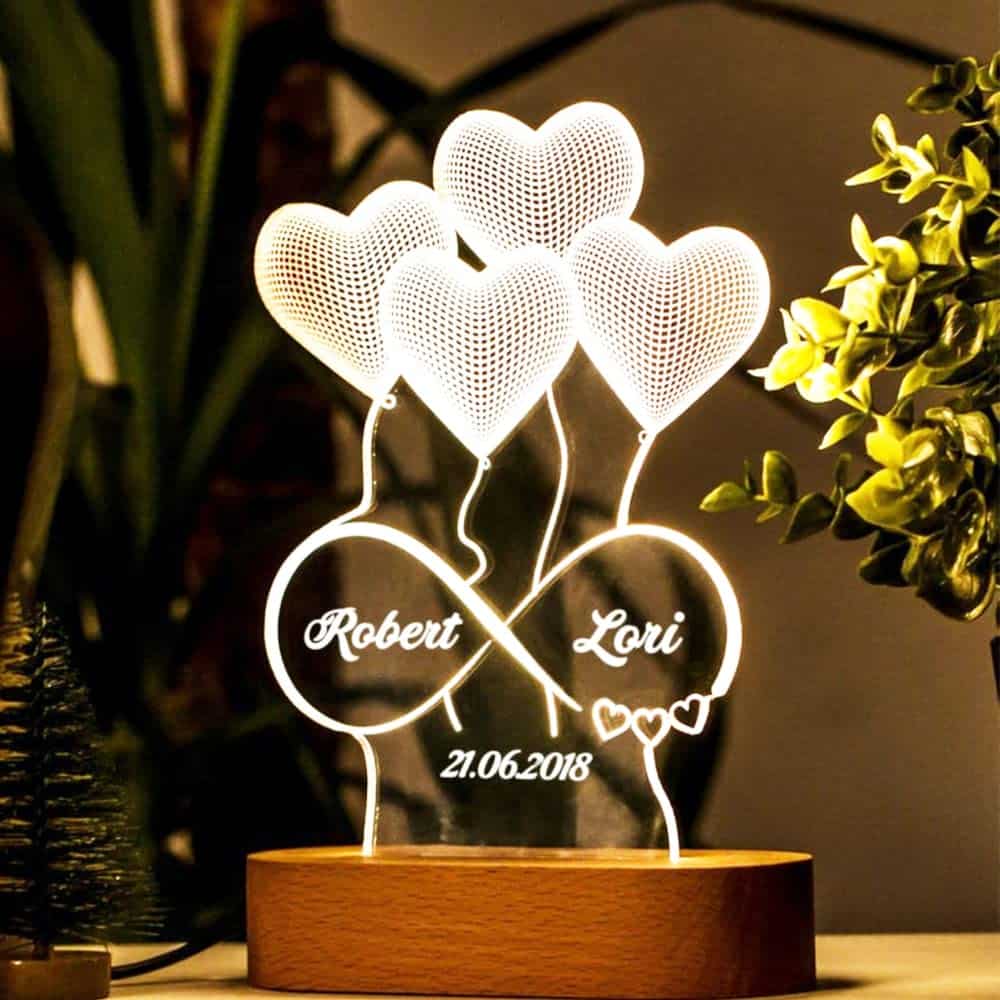 Lampara Personalizada - Regalos Originales para Bodas Aniversarios Mujer y hombre - Día de la Madre Lamparas de Mesita de Noche Led Mama Amor Parejas 2023 Cumpleaños Foto (AMOR INFINITO)