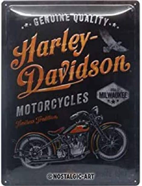 Lámina metálica vintage Harley-Davidson, ideal regalo para fans de las motos. Medida 30 x 40 cm.