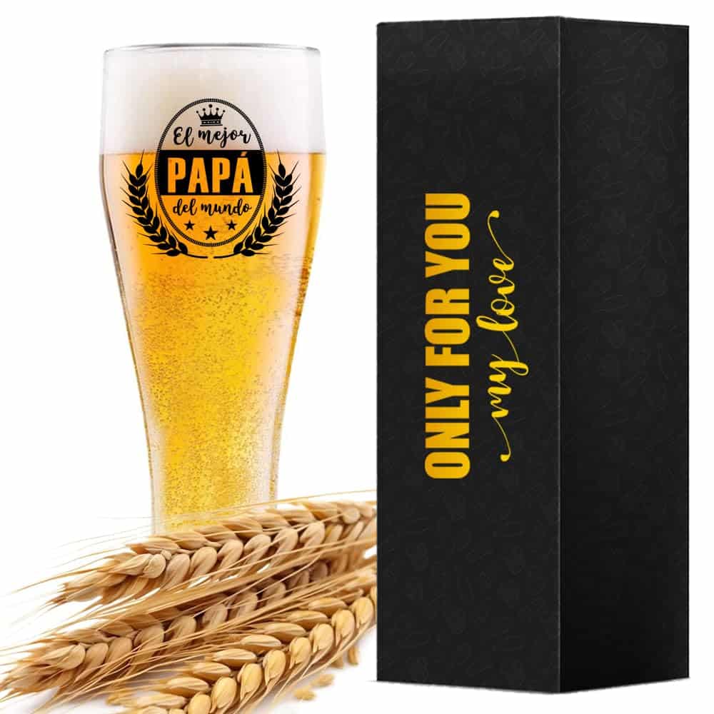 LOZACHE Vaso de Cerveza de Trigo para Papá con la Frase el mejor PAPA del mundo, Regalos de Cerveza para Hombre para el Día del Padre Cumpleaños Navidad Día del Hombre para Papá