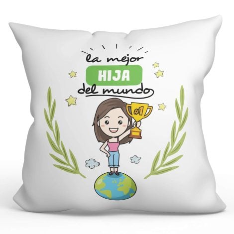 Almohada MUGFFINS para hija – Perfecta para decoración, divertida y original – 40×40 cm de algodón suave.