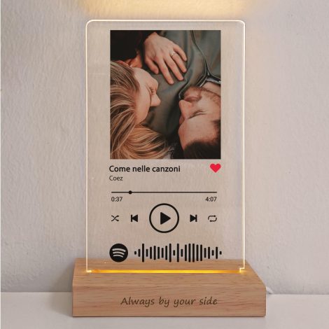 Lámpara personalizada de Spotify con foto, un regalo único para aniversarios o parejas.