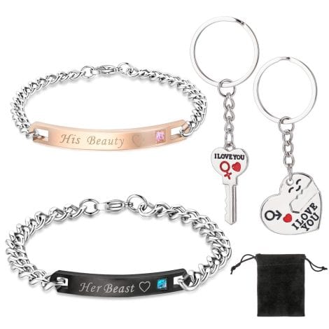 Pulseras y llavero conjunto Te Quiero Corazón para regalo de San Valentín, novio y novia parejas.