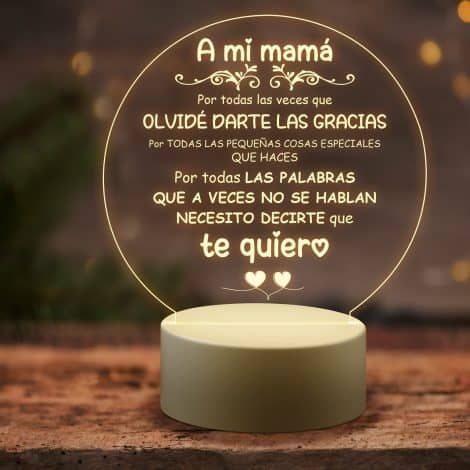 Regalos para mamá en Navidad: Luz nocturna grabada en acrílico, ideal para su cumpleaños y el Día de la Madre. Regalos navideños y de Acción de Gracias para mamá, desde hijos e hijas. (Mamá-1)