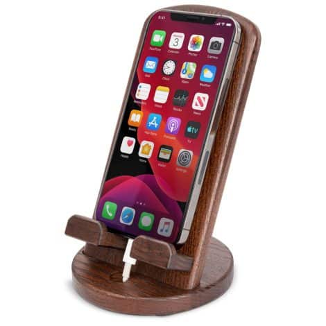 Soporte de Carga de Madera para Teléfonos, un Regalo Ideal para Hombres en su Aniversario o Festividad.