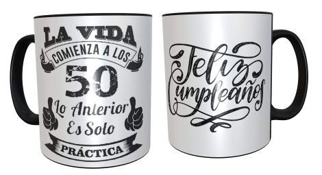 Taza de cerámica para desayuno, ideal para regalar en el 50º cumpleaños de hombres y mujeres.