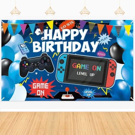 Decoración de cumpleaños de videojuegos, pancarta y accesorios para fiestas temáticas con fotos, para niños y niñas.