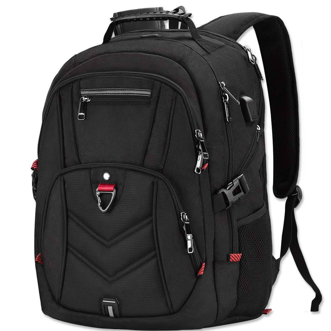 NEWHEY Mochila Portatil 17.3 Pulgadas Hombre con Puerto de USB Grande Mochila para Portátil 17 Pulgadas Impermeable Viaje Negocio Universidad Negro