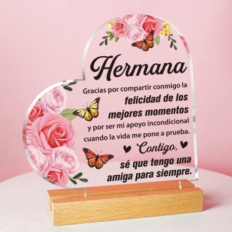 Placa acrílica Vetbuosa para Hermana, ideal para regalar en su cumpleaños. Original y único regalo para Hermana.