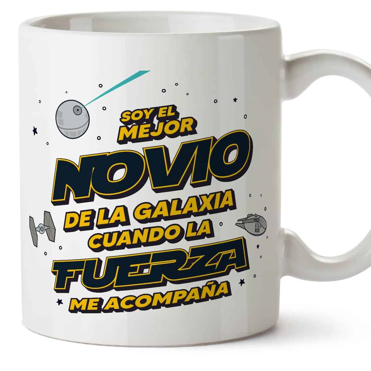 MUGFFINS Tazas para NOVIO - En Español - Mejor Familia Galaxia cuando Fuerza Acompaña - 11 oz / 330 ml - Regalo original y divertido