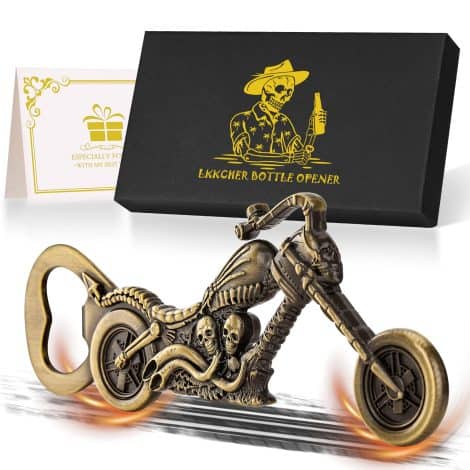 LKKCHER Regalos de cerveza en forma de motocicleta para hombres, abrebotellas motocicleta calavera, regalo hombres, ideas regalo papá marido hijo, regalo cumpleaños, Regalos Navidad.