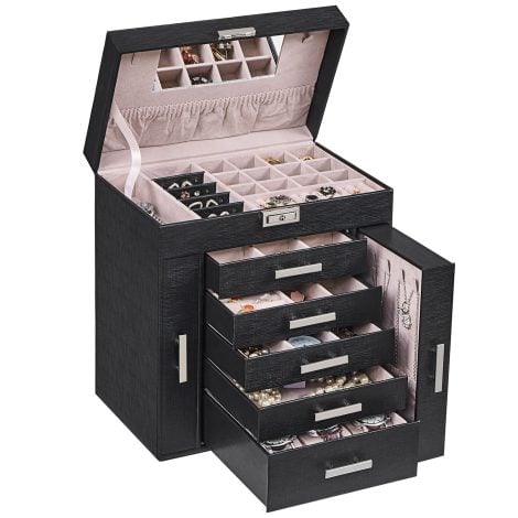 Organizador de joyas de 6 niveles para mujer, caja de joyería multifuncional grande JJB008B de ANWBROAD.