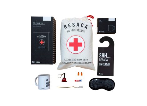 Fisura – Kit de resaca en español. Kit divertido para bodas, cumpleaños y fiestas. Útil para todos. 8 productos.