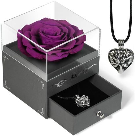 Rosa Eterna Creatividad Rosa Violeta, Collar Aromático, Regalo Ideal para Mujer, Novia, Madre, Esposa, Navidad, Aniversario.