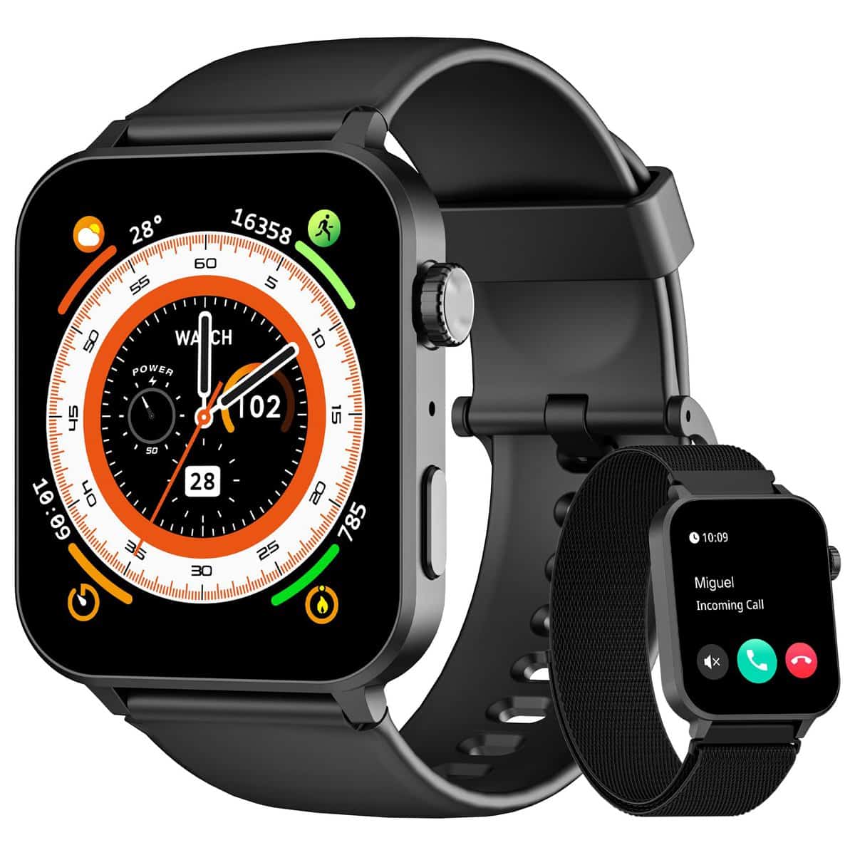 Blackview Reloj Inteligente Hombre Mujer, 1.85" Smartwatch con Llamadas Bluetooth, Oxímetro(SpO2)/Pulsómetro/Monitor de Sueño/Podómetro, 100+ Modos Deportivos Pulsera Actividad para Android iOS