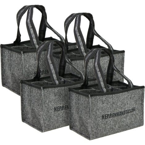 Bolsa COM-FOUR® para 4 botellas de fieltro con asas – Portabebidas plegable de 6 piezas para hombres.