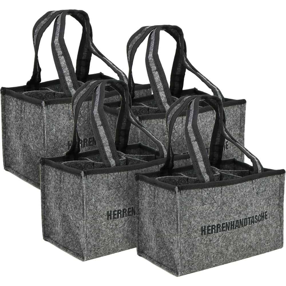 COM-FOUR® Bolsa para 4 Botellas - Bolsa de Fieltro con Asas para Bebidas - Portabebidas de Fieltro para 6 Botellas - Portabebidas Plegable de 6 Piezas para Botellasl (04 piezas - bolso de hombre)