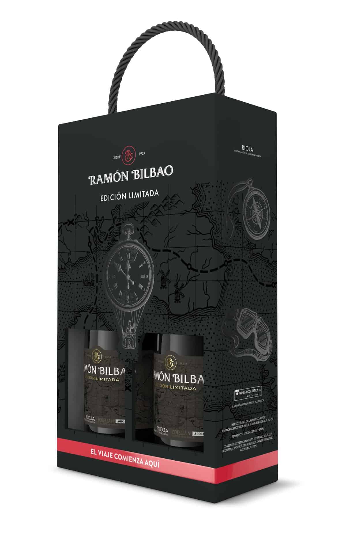 Ramón Bilbao Edición Limitada. Vino Tinto D.O. La Rioja, 100% Tempranillo  Estuche Regalo 2 Botellas 750 ml