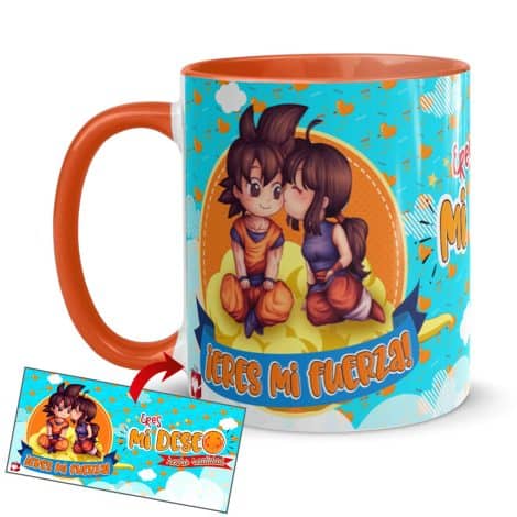 Taza de desayuno Kembilove para parejas frikis. Taza roja con mensaje gracioso “¡Eres mi fuerza!”. Ideal regalo San Valentín.