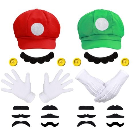 Conjunto de accesorios de disfraces Mario Luigi de iZoeL para Halloween, Carnaval, cosplay y más.