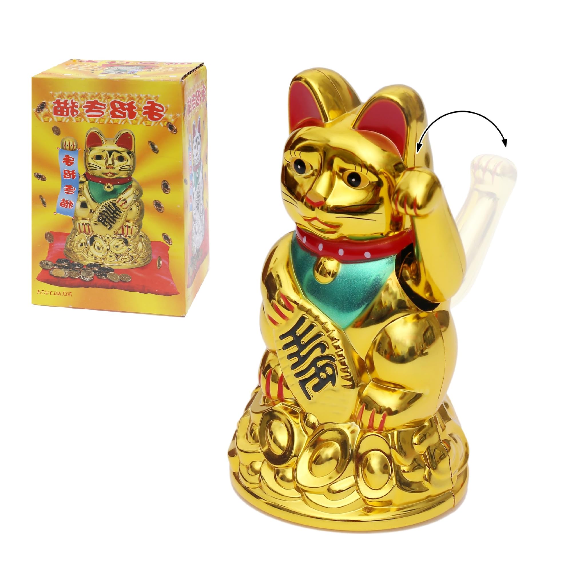 Flanacom Gato de la suerte japonés, figura oscilante, amuleto de la suerte, escritorio de oficina, divertido artículo de broma, regalo de despedida para colega, regalo de amigo invisible, dorado