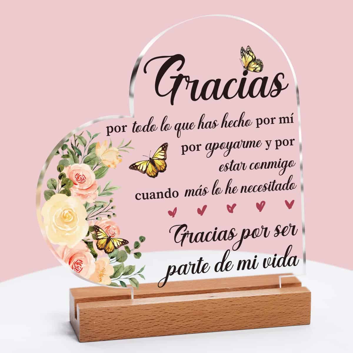 Regalos Navidad Mujer, Placa Acrílica Regalos Originales para Hombre, Regalo Amiga Cumpleaños, Regalos para Madres Navidad, Muestra tu Gracias, Thanks PL