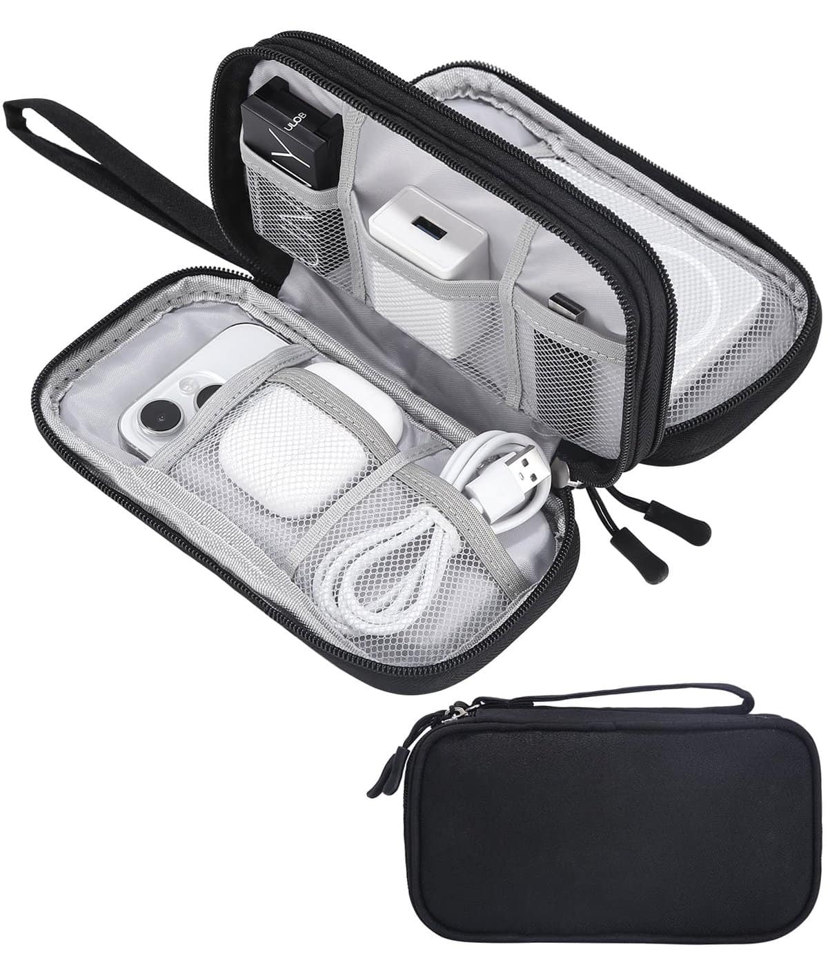 SOBEAU Organizador Cables Viaje Impermeable, Electrónico Bolsa de Organizadora Pequeños, Accesorios Estuche Cables portátil de para Cargador, Memoria USB, SD Tarjeta y Adaptadores