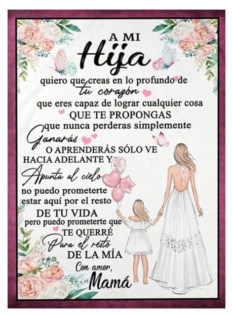 Manta Abrazo con Edredones de Mensaje para Padres e Hija, Pensamientos Curativos. ¡Regalo perfecto!